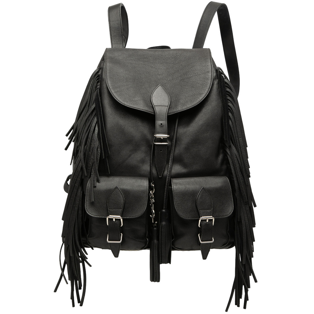Pre-Loved Saint Laurent Calfskin Fringe Festival Backpack - Picture 1 of 8